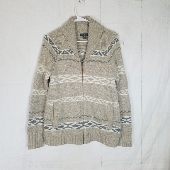 Eddie Bauer zip front wool blend Eagle sweater cardigan - Picture 2 of 10